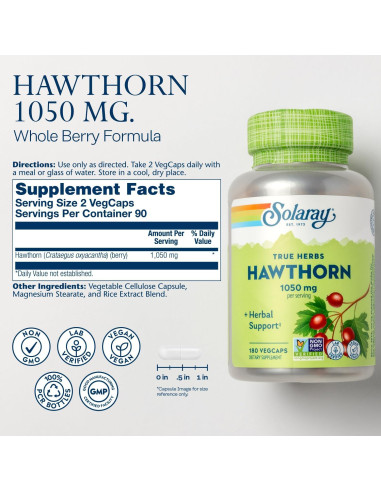 Cápsulas de Baya de Espino Solaray 1050 mg - 180 VegCaps