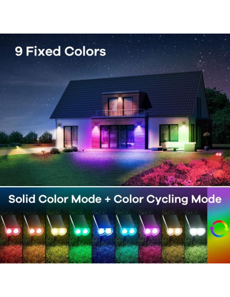 Focos Solares Linkind IP67 Multicolor 2 Paquete Jardín Focos Solares Linkind IP67 Multicolor 2 Paquete Jardín