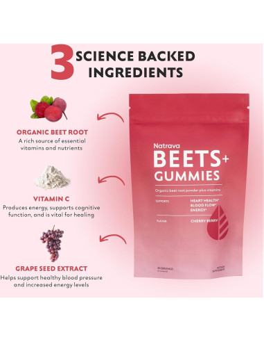 Gomitas Natrava Beets+ 60 unidades - Suplemento de remolacha