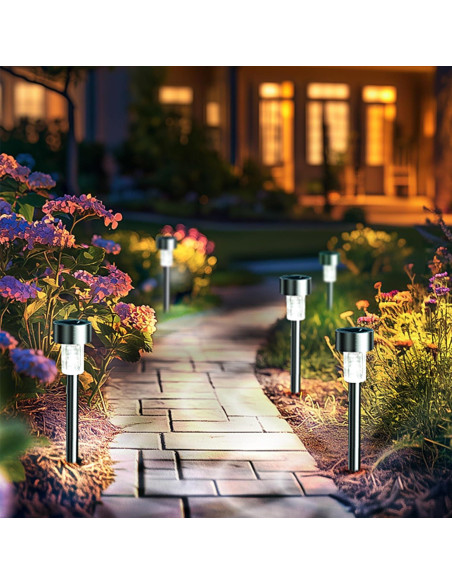 Luces Solares GIGALUMI LED 12 Piezas Acero Inoxidable Luces Solares GIGALUMI LED 12 Piezas Acero Inoxidable