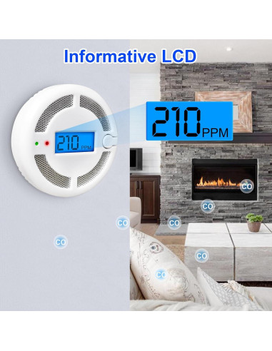 Detector de Monóxido de Carbono Portátil CDR-816 con Pantalla LED