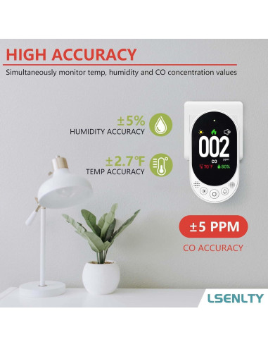 Detector de Monóxido de Carbono LSENLTY 3-en-1 con Pantalla HD