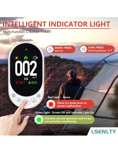 Detector de Monóxido de Carbono LSENLTY 3-en-1 con Pantalla HD