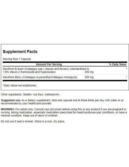 Extracto de Espino Swanson 250 mg 120 Cápsulas Salud Cardiovascular Extracto de Espino Swanson 250 mg 120 Cápsulas Salud Cardiovascular
