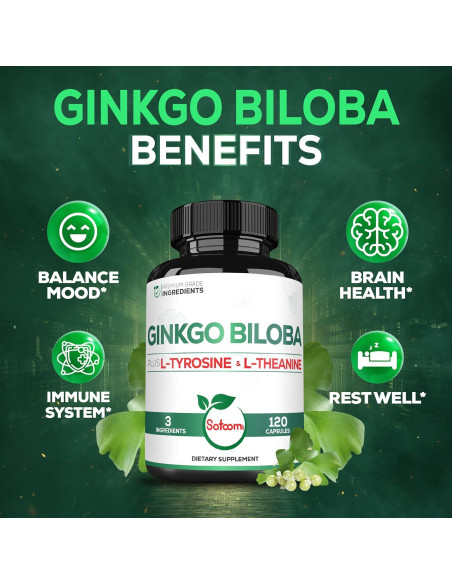 Suplemento Ginkgo Biloba 1000mg Satoomi - 120 Cápsulas Veganas Suplemento Ginkgo Biloba 1000mg Satoomi - 120 Cápsulas Veganas