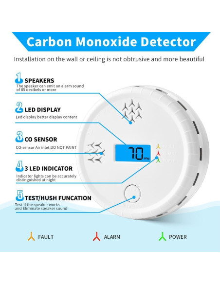 Detector de Monóxido de Carbono YHOCO C203 con Pantalla LCD Detector de Monóxido de Carbono YHOCO C203 con Pantalla LCD