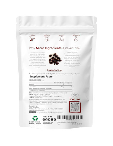 Astaxantina 12mg 120 Gelatinas Blandas Micro Ingredients