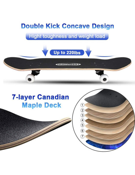 Patineta Completa ChromeWheels 31" Arce Canadiense 7 Capas Patineta Completa ChromeWheels 31" Arce Canadiense 7 Capas