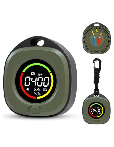 Detector de Monóxido de Carbono Portátil ASIEIT 3-en-1 Verde