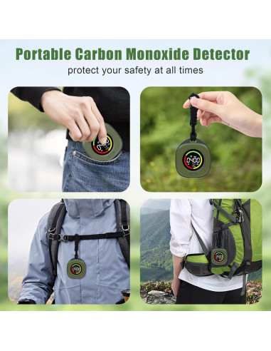 Detector de Monóxido de Carbono Portátil ASIEIT 3-en-1 Verde