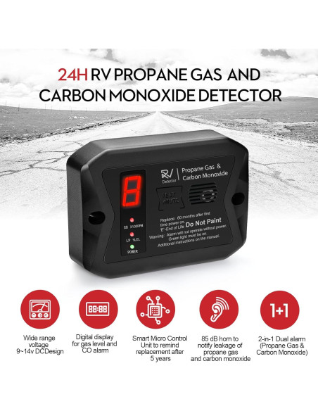 Detector de Gas Propano y Monóxido de Carbono PROTECTMETER R502 12V Detector de Gas Propano y Monóxido de Carbono PROTECTMETER R502 12V