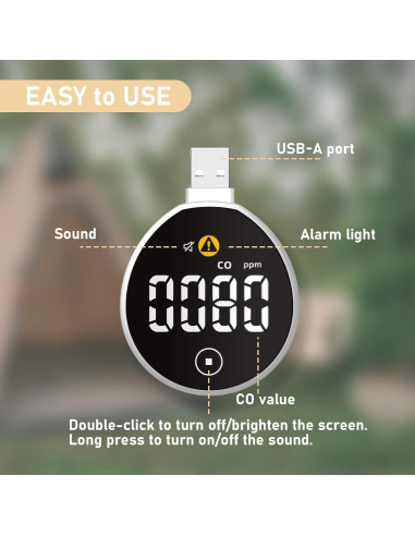 Detector de Monóxido de Carbono USB LSENLTY Portátil 0-1000 PPM