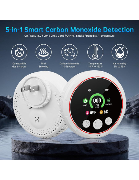 Detector de Monóxido de Carbono 5-en-1 aquota HD13 Portátil Detector de Monóxido de Carbono 5-en-1 aquota HD13 Portátil