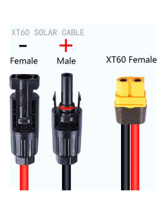 Cable de carga solar 12AWG RYX XT60 3M impermeable 2