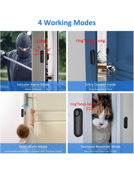 Paquete de 5 Alarmas de Ventana AKOYU 120dB Seguridad Paquete de 5 Alarmas de Ventana AKOYU 120dB Seguridad