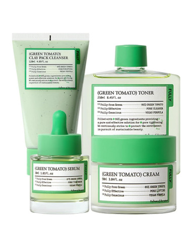 Kit de Cuidado Facial Fully con Extracto de Tomate Verde - Hidratación y Reducción de Poros