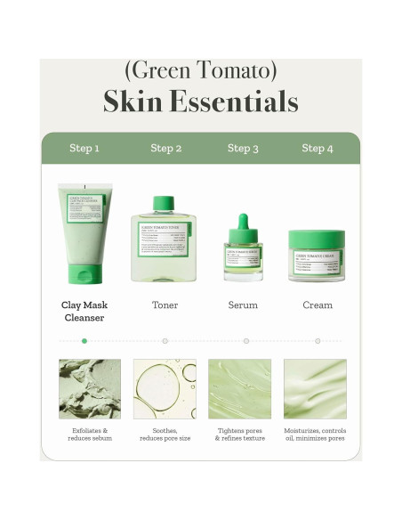 Kit de Cuidado Facial Fully con Extracto de Tomate Verde - Hidratación y Reducción de Poros Kit de Cuidado Facial Fully con Extracto de Tomate Verde - Hidratación y Reducción de Poros