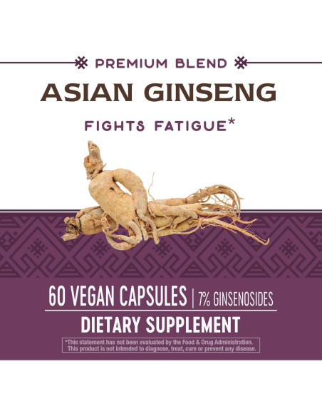 Suplemento de Ginseng Asiático Nature's Way, 60 Cápsulas Suplemento de Ginseng Asiático Nature's Way, 60 Cápsulas