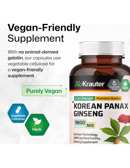 Cápsulas de Ginseng Rojo Coreano BIO KRAUTER 1600 mg - 100 Unidades Cápsulas de Ginseng Rojo Coreano BIO KRAUTER 1600 mg - 100 Unidades