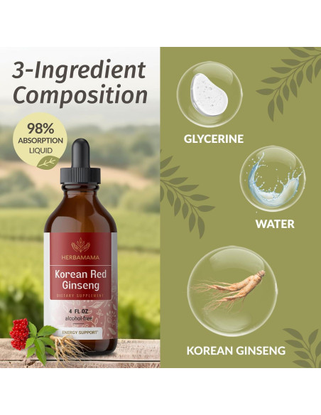 Tintura de Ginseng Rojo Panax Herbamama - 56 Días - Vegano Tintura de Ginseng Rojo Panax Herbamama - 56 Días - Vegano