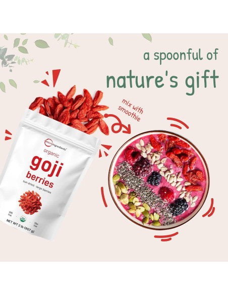 Bayas de Goji Orgánicas Micro Ingredients 907g Sin OGM Veganas Bayas de Goji Orgánicas Micro Ingredients 907g Sin OGM Veganas