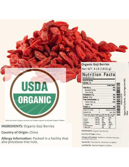 Baya de Goji Secas Orgánicas Anna y Sarah 1814 g - Superfood Baya de Goji Secas Orgánicas Anna y Sarah 1814 g - Superfood