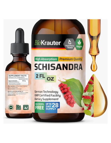 Gotas de Schisandra Bio Krauter 60 ml - Suplemento Natural Vegano Gotas de Schisandra Bio Krauter 60 ml - Suplemento Natural Vegano