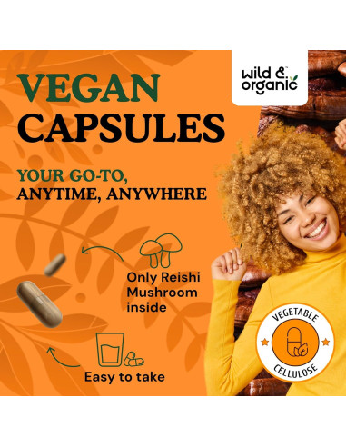 Cápsulas de Hongo Reishi Orgánico 1000 mg - 90 Veganas