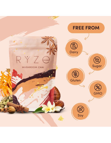 Chai de Champiñones RYZE con 6 Champiñones Adaptogénicos 280g