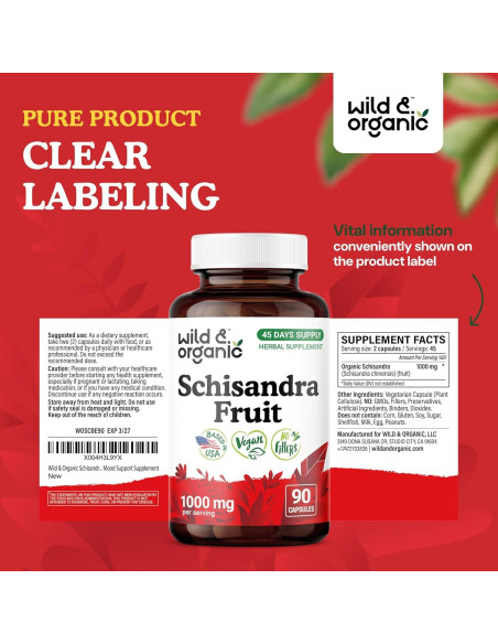 Cápsulas de Schisandra Silvestre Orgánica 90 Caps - Apoyo a la Calma Cápsulas de Schisandra Silvestre Orgánica 90 Caps - Apoyo a la Calma