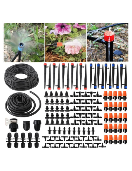 Kit de riego por goteo PRUNkuar 68,58m 159 piezas ajustables Kit de riego por goteo PRUNkuar 68,58m 159 piezas ajustables