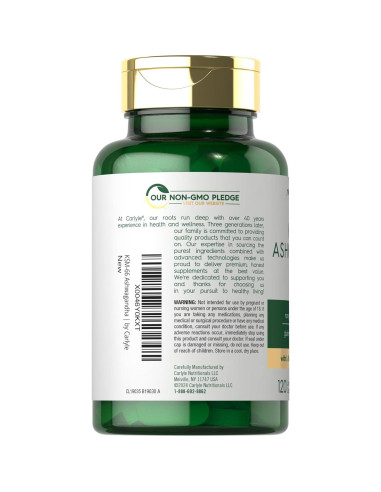 Carlyle KSM-66 Ashwagandha 600mg + L-Theanine 200mg Vegano 120 Tabletas