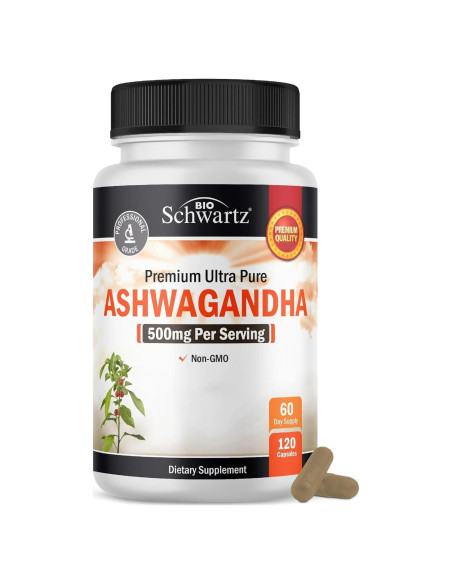 Cápsulas de Ashwagandha BioSchwartz 500mg - 120 Conteo Cápsulas de Ashwagandha BioSchwartz 500mg - 120 Conteo