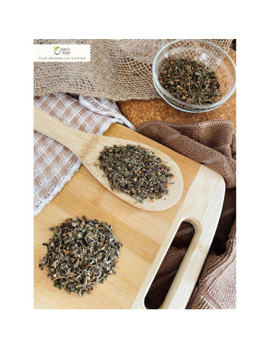 Tulsi Cortada y Tamizada Orgánica Forma - 454 g - Albahaca Sagrada