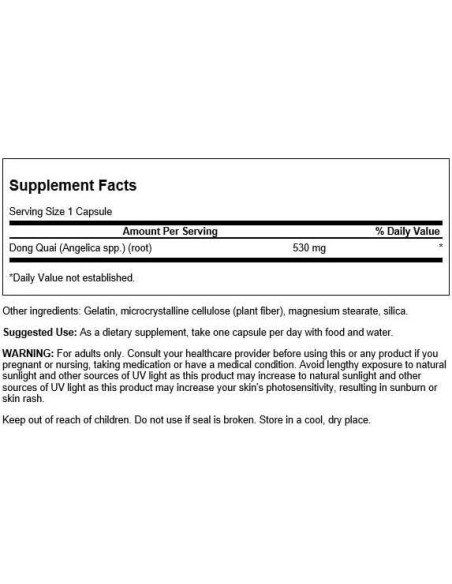 Swanson Dong Quai 530 mg 100 Cápsulas - Suplemento Herbal Swanson Dong Quai 530 mg 100 Cápsulas - Suplemento Herbal