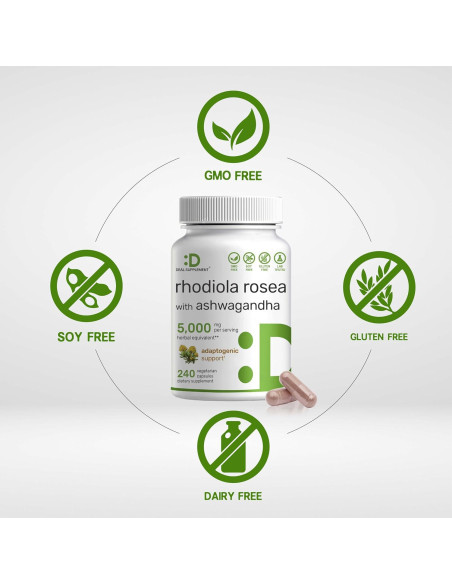 Suplemento Adaptogénico Deal Rhodiola Rosea 5000mg 240 Cápsulas Veganas Suplemento Adaptogénico Deal Rhodiola Rosea 5000mg 240 Cápsulas Veganas