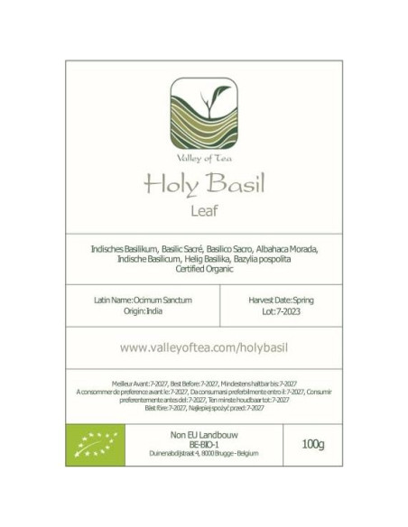 Té Orgánico Tulsi Albahaca Sagrada 100g - Valley of Tea Té Orgánico Tulsi Albahaca Sagrada 100g - Valley of Tea