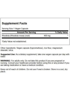 Suplemento Herbal Raíz de Rhodiola Rosea Swanson 400 mg 100 Cápsulas 2