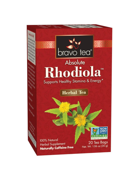 Té de Hierbas Sin Cafeína Bravo Tea Rhodiola 20 Bolsitas Té de Hierbas Sin Cafeína Bravo Tea Rhodiola 20 Bolsitas