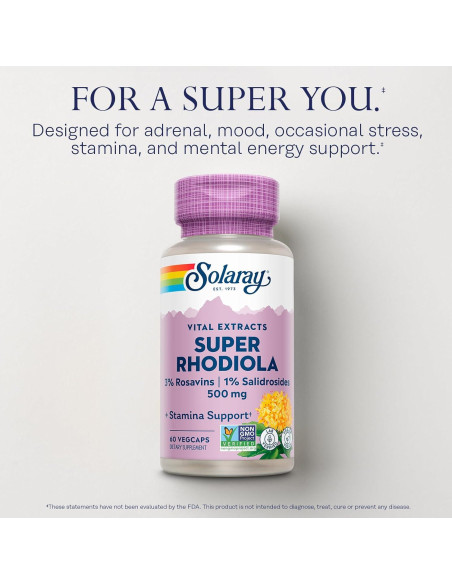 Solaray Super Rhodiola 500mg - Extracto Vegano de Rhodiola Rosea Solaray Super Rhodiola 500mg - Extracto Vegano de Rhodiola Rosea