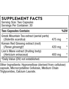 Suplemento Ginseng Plus Thorne - 60 Cápsulas - Enfoque y Memoria 2
