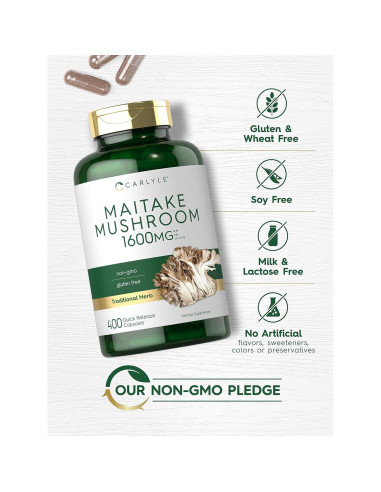 Cápsulas de Hongo Maitake Carlyle 1600mg 400 Conteo Sin OGM