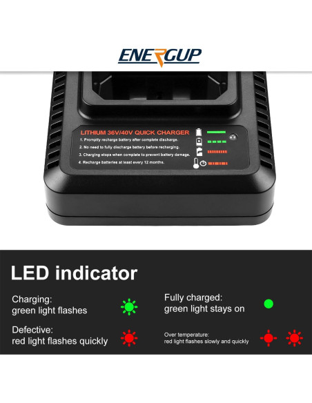 Cargador Rápido Energup LCS36 40V para Batería Black & Decker Cargador Rápido Energup LCS36 40V para Batería Black & Decker