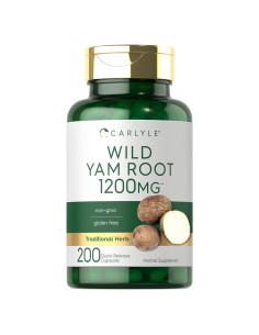 Cápsulas de raíz de ñame silvestre Carlyle | 200 unidades | Sin OGM, Sin gluten