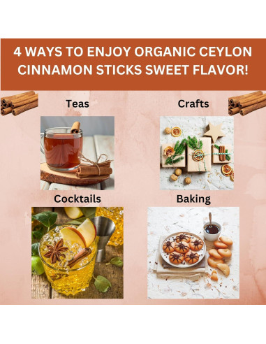 Canela Ceylon Orgánica Picante 113.4 g - Varillas de 8.9 cm