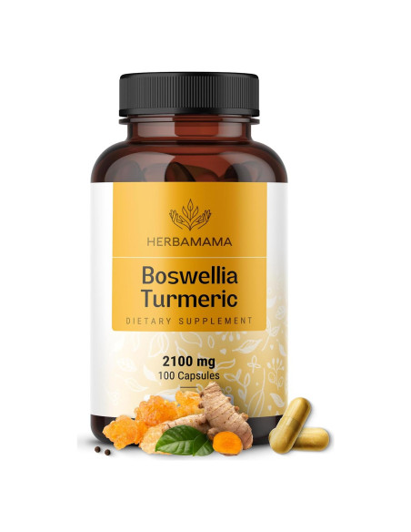 Cápsulas de Cúrcuma y Boswellia HERBAMAMA - 2100mg - 100 Caps Cápsulas de Cúrcuma y Boswellia HERBAMAMA - 2100mg - 100 Caps