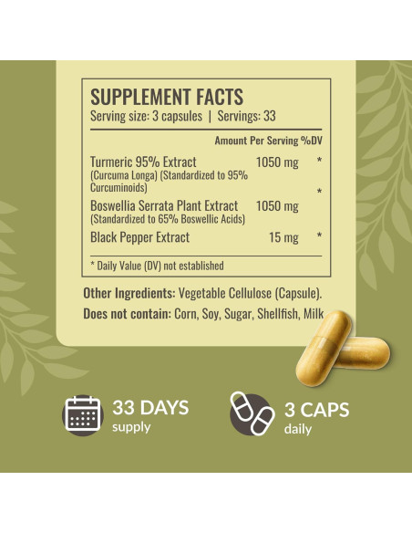 Cápsulas de Cúrcuma y Boswellia HERBAMAMA - 2100mg - 100 Caps Cápsulas de Cúrcuma y Boswellia HERBAMAMA - 2100mg - 100 Caps