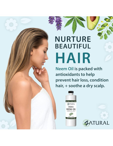 Aceite de Neem Zatural 100% Puro 473ml Prensado en Frío