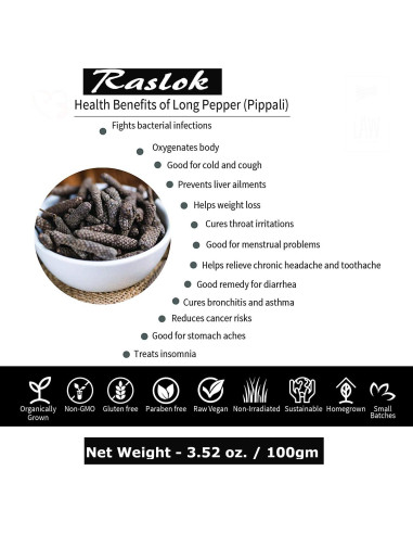 Pimienta Larga India Raslok Pippali 100g - Especia Orgánica