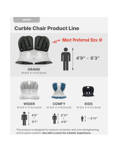 Curble Soporte Lumbar Ergonómico Extra Ancho Negro